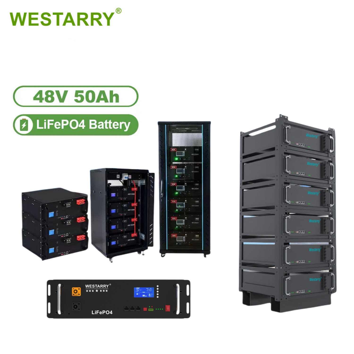 Westarry 48V 50AH rack mount LiFePO4 Battery Pack Lithium Iron Phosphate