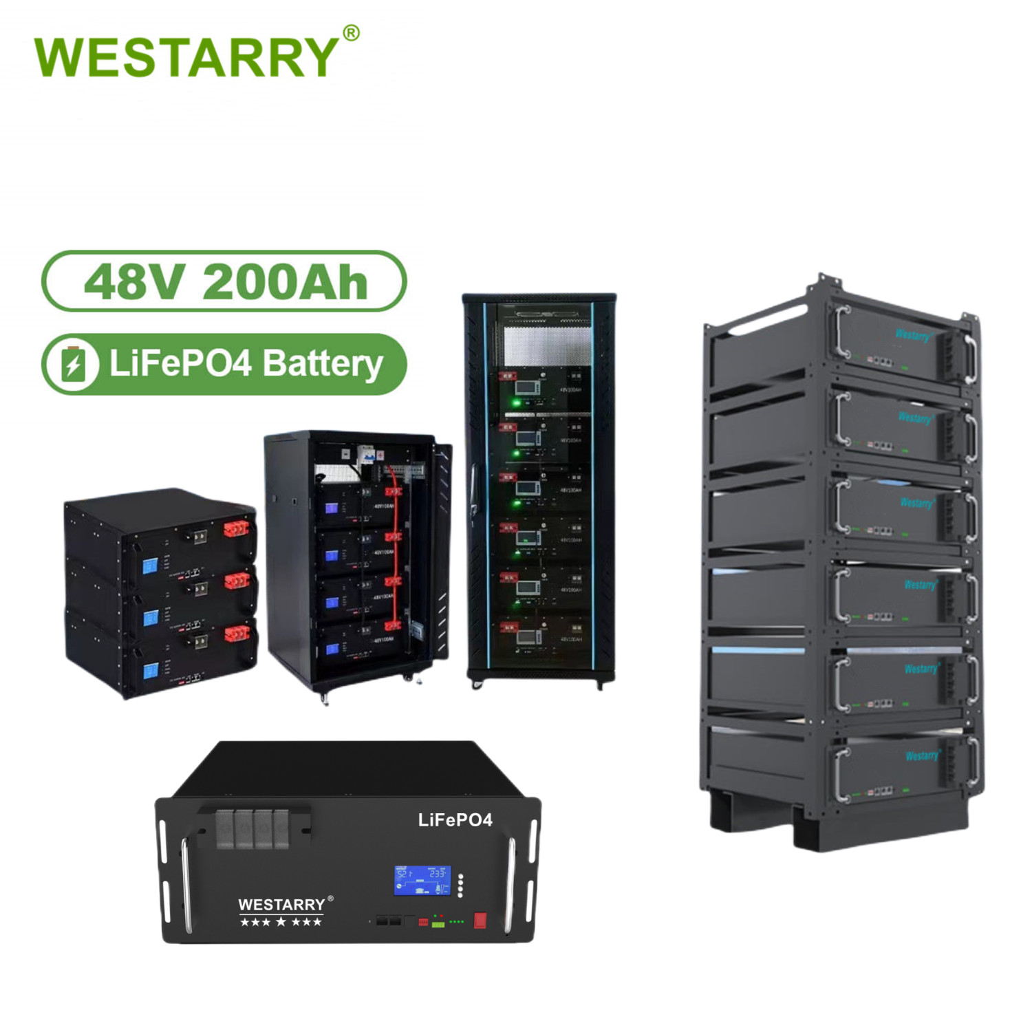 Westarry Lithium Ion Battery Deep Cycle 48V 200Ah 5KWH 10KWH Solar Home Storage With BMS