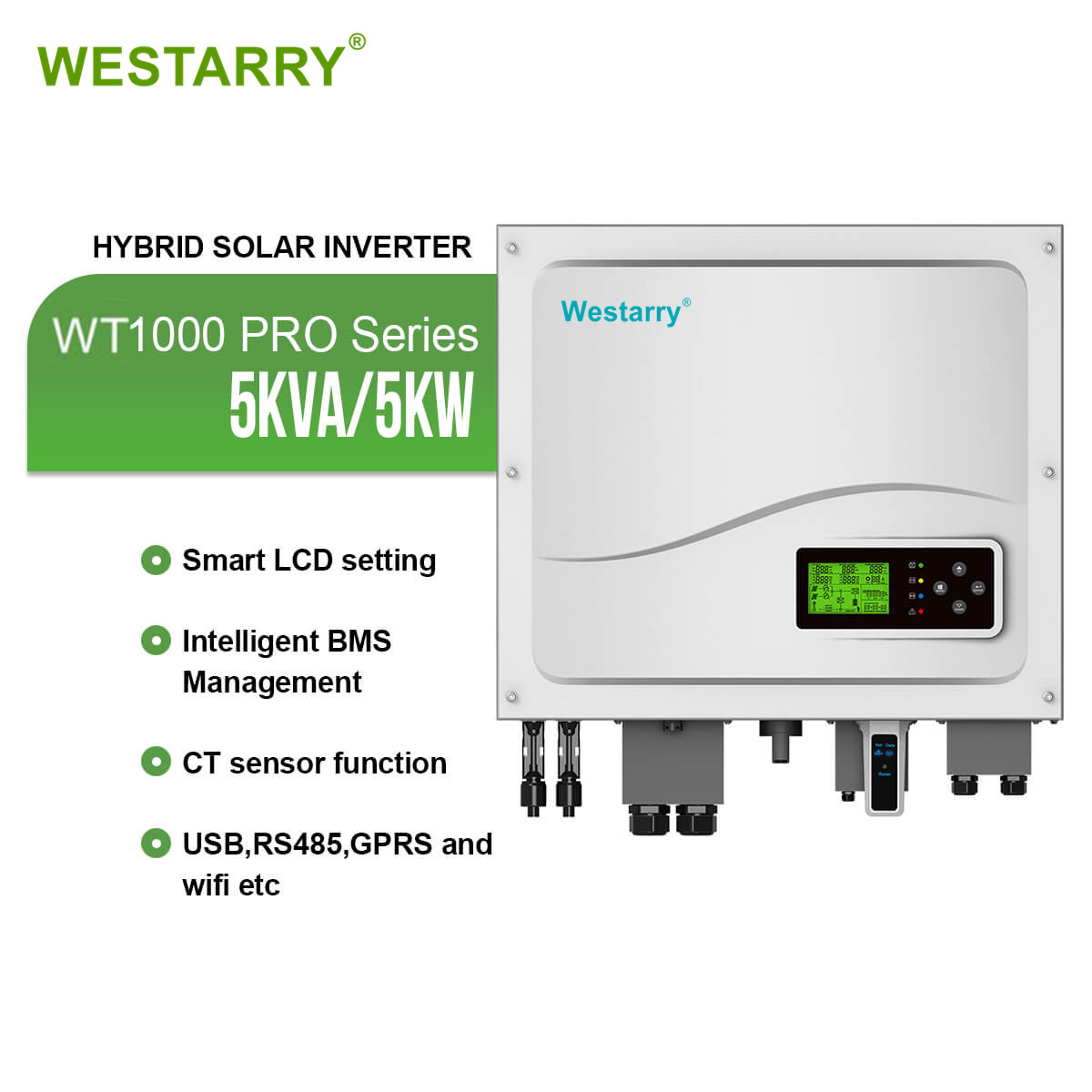 Westarry Hybrid Grid Tied Solar Energy System Inverter MPPT Air Cooling 5kw Hybrid Solar Inverter