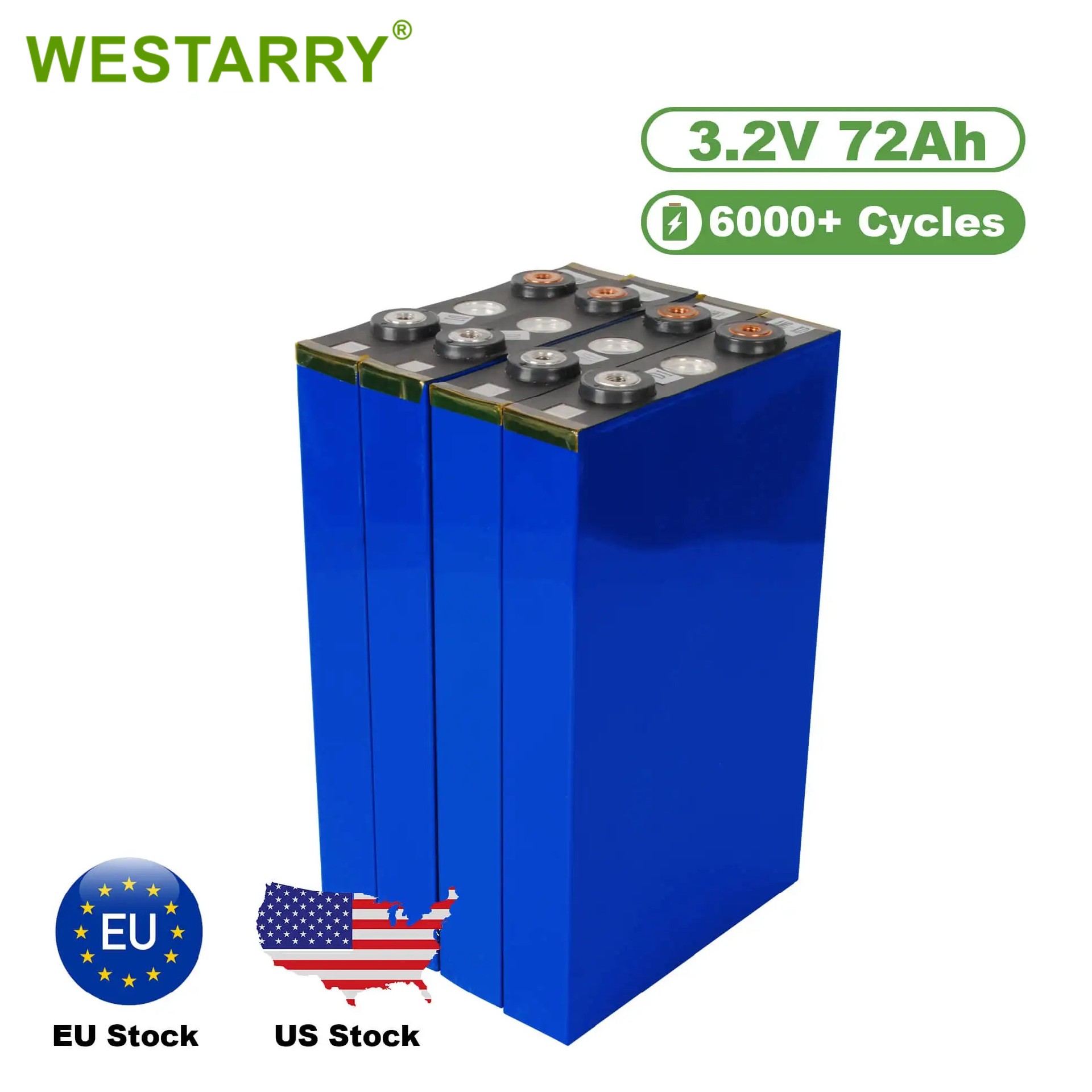 Westarry Grade A rechargeable 3.2v 72ah lifepo4 battery cells lipo4 us stock