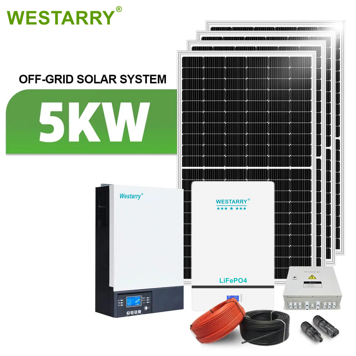 Westarry 5kw off grid solar power panel system kit set for home